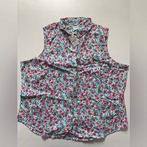 NWT JCrew button down floral tank top 2X
